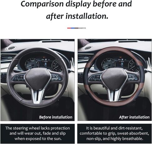 Universal 15 inch D-Type PU Leather Steering Wheel Cover, D-Type,Breathable, Anti-Slip, Odorless (Red-Black) in Saudi Arabia
