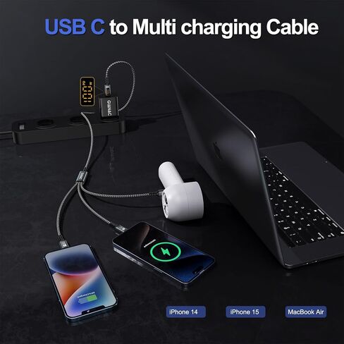 100W USB C Multi Charging Cable with LED Display [2M] 3 in 1 Charging Cable with E-Mark Chip, USB C [100W]+Lightning[27W]+Micro[10W] for iPad Pro, iPad Mini, MacBook Pro/Air/iPhone14 13 12 11 in Saudi Arabia