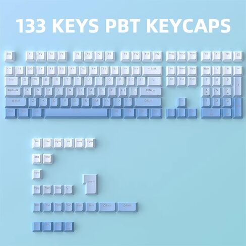 134 Keys PBT Shine Through Keycaps, Gradient Pink Keycaps Set, Double Shot OEM Profile Keycaps Backlit Cute Custom Keycaps for Cherry Gateron Mx Switches ANSI/ISO Mechanical Keyboard in Saudi Arabia