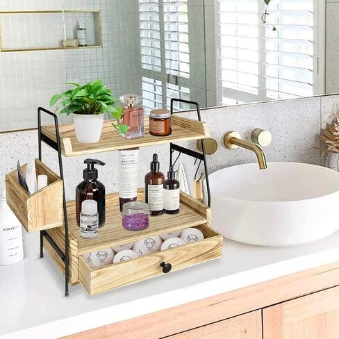 إكسسوارات بار المقهى والمنظم كونترتوب ، منظم محطة القهوة على رف عداد الطبقة مع درج ، وتخزين البهارات رف كونترتوب حامل للحمام ، المطبخ in Kuwait