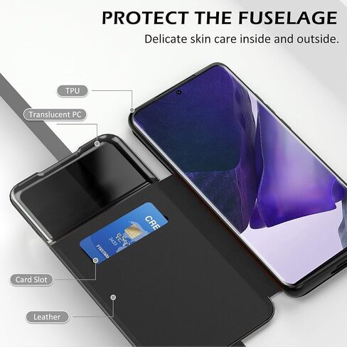 Migexxkj for Samsung Galaxy S25 Case Clear View S25 Case with Card Slot Kickstand Leather Flip Hard PC Shockproof Protective Phone Case Cover for Samsung Galaxy S25 5G (Black) in Saudi Arabia
