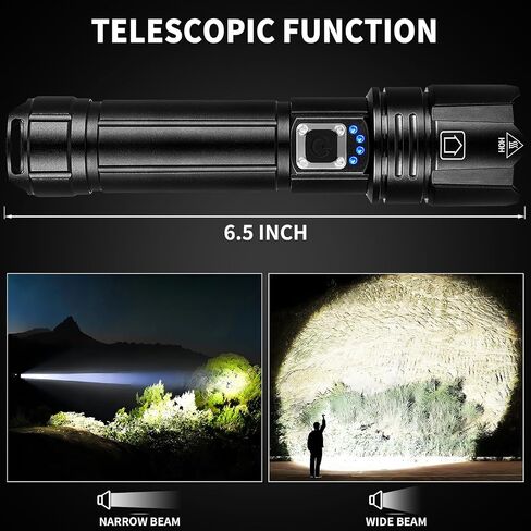 Flashlights High Lumens 2Packs, 990,000 Lumens Rechargeable Super Bright Flashlight with 5 Modes, 12H Running Time, Powerful LED Flashlights for Home and Camping, IPX6 Waterproof Flash Light in Saudi Arabia