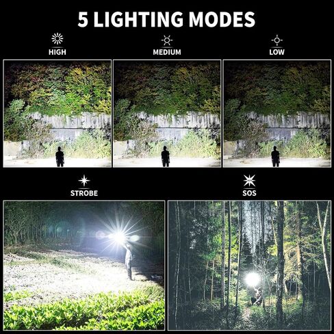 Flashlights High Lumens 2Packs, 990,000 Lumens Rechargeable Super Bright Flashlight with 5 Modes, 12H Running Time, Powerful LED Flashlights for Home and Camping, IPX6 Waterproof Flash Light in Saudi Arabia