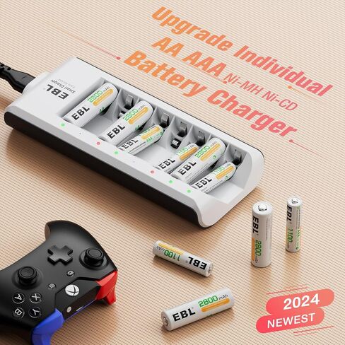 EBL AAA Rechargeable Batteries, 8 Pack Precharged AAA Batteries 1.2V 1100mAh with AA AAA Battery Charger in Saudi Arabia
