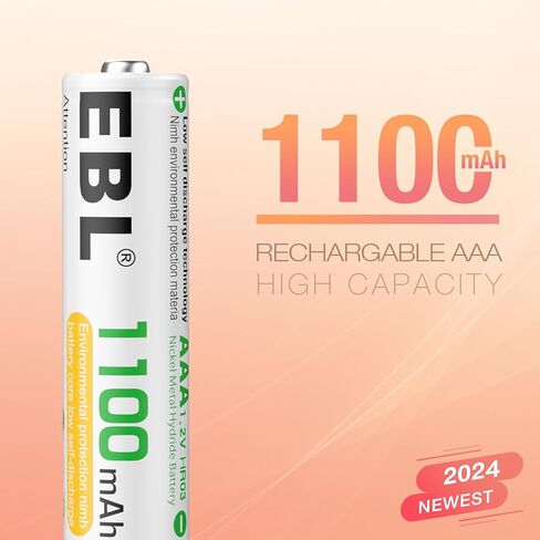 EBL AAA Rechargeable Batteries, 8 Pack Precharged AAA Batteries 1.2V 1100mAh with AA AAA Battery Charger in Saudi Arabia