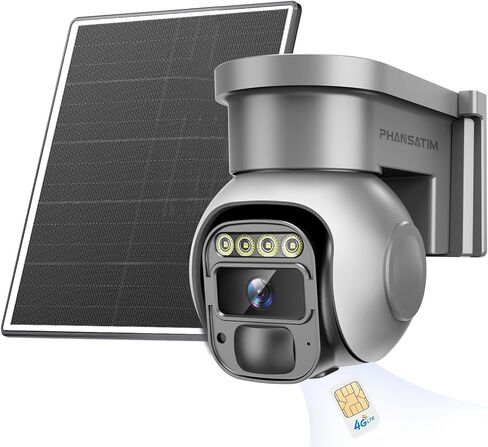 Solar 4G LTE Cellular Security Cameras Wireless Outdoor ، لا توجد كاميرا بطارية تعمل بالطاقة الشمسية WiFi للمراقبة المنزلية ، مستشعر الكشف عن حركة PTZ ، بنيت في بطاقة SIM in Kuwait