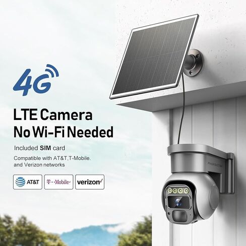 Solar 4G LTE Cellular Security Cameras Wireless Outdoor ، لا توجد كاميرا بطارية تعمل بالطاقة الشمسية WiFi للمراقبة المنزلية ، مستشعر الكشف عن حركة PTZ ، بنيت في بطاقة SIM in Kuwait
