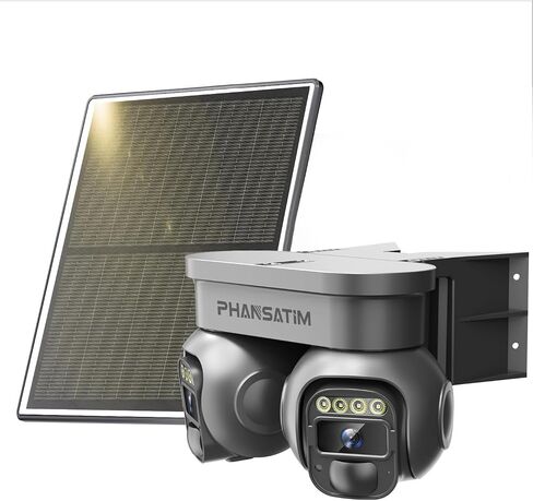 Non WiFi Security Solar Outdoor Camera Wireless,4G LTE Cellular Solar Powered Outside Cameras for Home Surveillance,Dual Lens 360 Video, PTZ Motion Detection Sensor, Built in SIM Card in Saudi Arabia