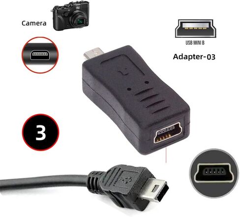 xiwai 3pcs/Set Type-C USB-C Mini Micro USB Female to Camera Mini 8P Power Data Transfer Adapter for Coolpix UC-E6 UC-E16 UC-E17 DSC-W DMC-S EX-Z in Kuwait