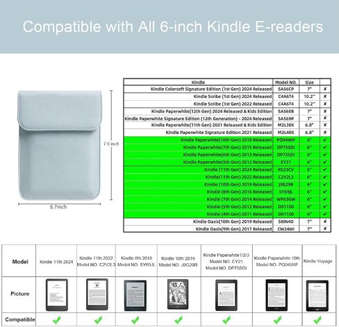 حافظة WALNEW مقاس 6 بوصة لجهاز Kindle 2022/Kindle 2019/Kindle Paperwhite الجديد (ليس 6.8 بوصة)/Kindle Voyage/Kindle (الجيل الثامن، 2016)/Kindle 4/5/Kindle Touch غطاء حقيبة حماية، وردي in Kuwait