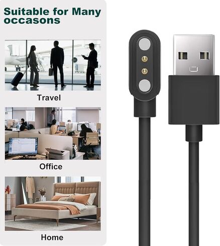 Charging Cable Compatible for FITVII HM57, HM58, H56, HM18, HM08, HM78, HM86 Smartwatch, Replacement Magnetic USB Charging Charger Cord for FITVII HM57, HM58, H56, HM18, HM08, HM78, HM86 (Black) in Saudi Arabia