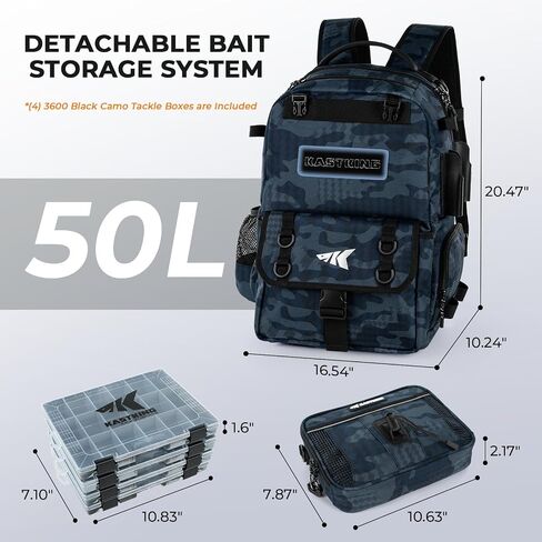 Kastking Baitspace 50L صيد الأسماك معالجة حقيبة ظهر مع 4 صناديق وحقيبة إدارة الخط in Saudi Arabia