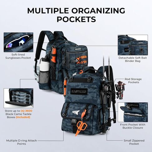 Kastking Baitspace 50L صيد الأسماك معالجة حقيبة ظهر مع 4 صناديق وحقيبة إدارة الخط in Saudi Arabia