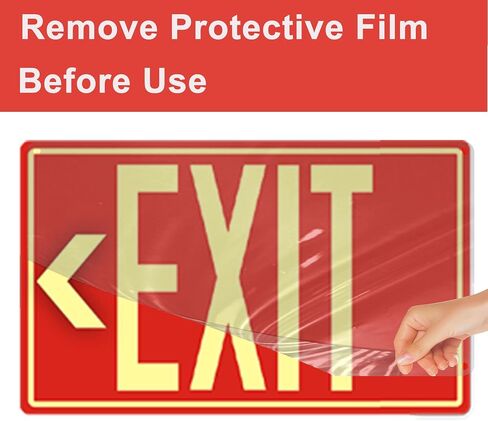 1Pack Photoluminescent Emergency Exit Only Sign Red- 14.25"x 7.5" Aluminum Glow In The Dark - Adhesive Backing- Includes 2pcs Removable Arrows in Saudi Arabia