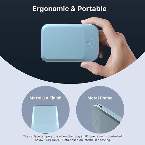 NOBIS Slim Magnetic Power Bank 5000mAh with Built-in Cable Wireless Portable Charger QC 3.0 22.5W PD Fast Charging USB C in/Out, for MagSafe Battery Pack for Phone 16 Android in Saudi Arabia