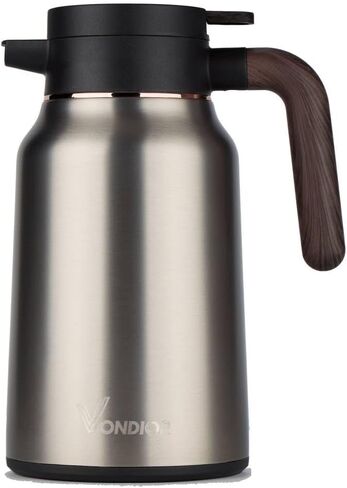 Vondior Coffee Carafe 65oz - 36 Hours Thermal Coffee Thermos- Insulated 304 Stainless Steel Hot Beverage Dispenser - Coffee Carafes For Keeping Hot/Cold Coffee, Tea, Water, Drink Dispenser for Parties in Saudi Arabia