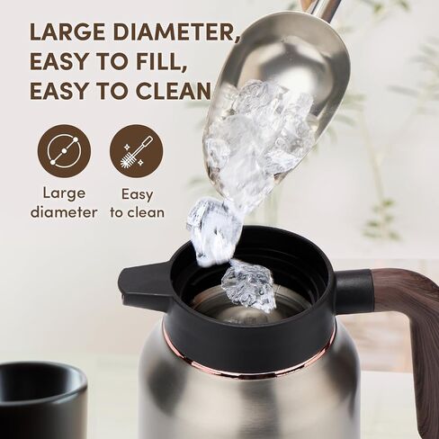 Vondior Coffee Carafe 65oz - 36 Hours Thermal Coffee Thermos- Insulated 304 Stainless Steel Hot Beverage Dispenser - Coffee Carafes For Keeping Hot/Cold Coffee, Tea, Water, Drink Dispenser for Parties in Saudi Arabia