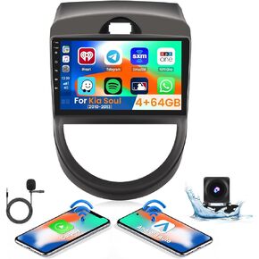 4GB 64GB Stereo for Kia Soul 2010 2011 2012 2013 CarPlay Radio 8 Core Android 13 Head Unit Backup Camera IPS 9 Inch Touchscreen GPS DSP 59UI
