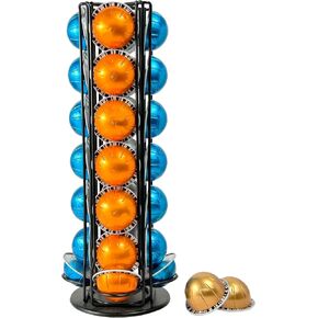 Coffee Pod Holder Organizer for Nespresso Vertuo, Holds 28 Pods, Large Capacity Nespresso Capsule Holder, Sleek Black Design, Ideal for Small Kitchens and Coffee Bars,ONLY for Any VertuoLine Setup