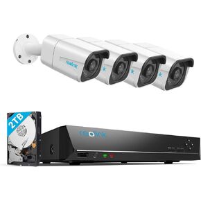 REOLINK 4K Security Camera System, 4pcs PoE Security Cameras Wired with Motion Detection, 8MP 8CH NVR with 2TB HDD for 24/7 Recording, RLK8-800B4 (Renewed)