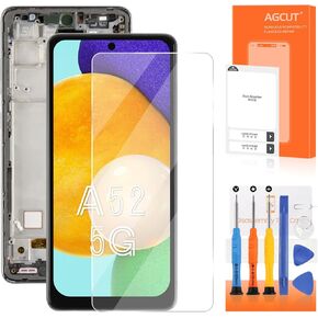 OLED for Samsung Galaxy A52 5G Screen Replacement for Display Samsung A52 LCD SM-A526B SM-A526W SM-A526U Screen Replacement Digitizer Touch Assembly with Frame (Support Fingerprint)