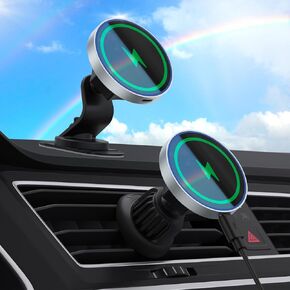 Meliya for MagSafe Car Mount Charger,Magnetic Wireless Car Phone Holder Mount Dash Accessories for iPhone 16e Pro Max 15 14 13 12 Plus,Samsung with MagSafe Case (Black)