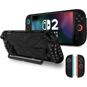 تغطية السيليكون الواقية لـ Nintendo Switch 2 (2025) ، غطاء واقي Grip TPU للمحول التالي Gen 2025 Console & Joy-Con Controller ، Black