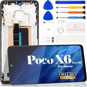 TFT For Xiaomi Poco X6 Pro 5G LCD Screen Replacement For Xiaomi Poco X6 Pro 5G Touch Screen Digitizer Assembly Repair Parts Kits (With Frame,Black)