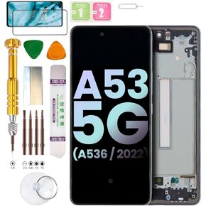 (Without Fingerprint) LCD Display Assembly for Samsung Galaxy A53 5G SM-A536U, SM-A536U1, SM-A536V, SM-A536B, SM-A5360, SM-A536E, SM-A536W, SM-A536N, SM-S536DL Screen Replacement kit (Black)