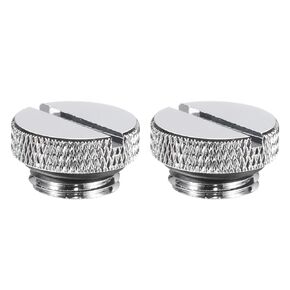 HARFINGTON 6pcs Water Stop Plug Fitting G1/4" Thread Pc Water Cooling Slot Plugs Fitting Copper Water Stop End Cap for Computer Water Cooling System, Silver