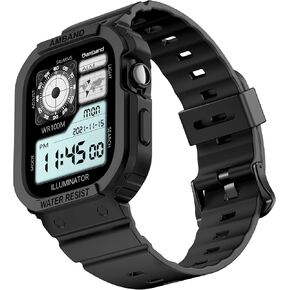 amBand Compatible for Apple Watch Band 41mm 40mm 38mm with Bumper Case, Rugged Men Bands for Apple Watch SE and iWatch Series 8 7 6 5 4 3 2 1, Sport Military Protective Cases Drop-Proof, Matte Black