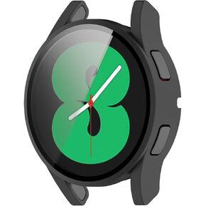 Smartwatch Full Coverage PC Protective Case Cover with Temfered Glass Touchable Screen Protector Compatible with Samsung Galaxy Watch FE 40mm Smartwatch Accessories(Black)