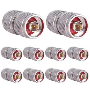 XRDS -RF N Male Connectors 10PCS - 50 Ohm N Type Male Connector Compatible with N Female Devices, Ideal for WiFi Antennas, Ham Radio, Coax Cable, and Wireless Communication