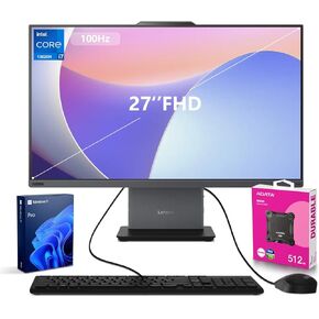 Lenovo ThinkCentre Neo 50a 27" FHD All-in-One Business Desktop, 100Hz Display, Intel Core i7-13620H, 64GB DDR5 RAM, 2TB SSD, HDMI, Type-C, Wired KB & M, Win11 P, Bundle with Adata 512GB Mobile SSD