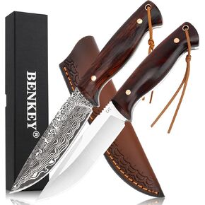 Benkey 2 Pack Outdoor Knives of D2 Fixed Blade Knives Bundles