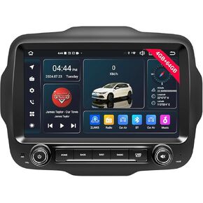 Android 14.0 Car Radio for Jeep Renegade 2015-2020, 9" QLED Touchscreen Car Stereo Upgrade with CarPlay Android Auto, Support SWC,GPS Navi,WiFi/4G,AM/FM/RDS,Bluetooth (Octa-Core 4GB RAM+64GB ROM)