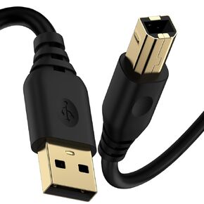 HP Printer Cable 10FT, 10 FT USB Printer Cord Extra Long USB Type A to B Scanner Cord 10 Feet USB 2.0 MIDI Cable High Speed for Canon, Brother, Samsung, Dell, Epson, Lexmark, Xerox, Piano, Dac