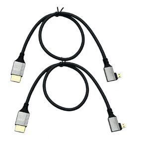 Seadream Angled 4K Micro HDMI to HDMI Cable 2Pack Full HDMI to Micro HDMI Right Angled Braided Gold Plated Cord Support 3D 4K/60Hz 1080p,Aluminum Alloy Shell,50CM