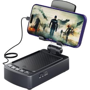 Gifts for Men Women,Cell Phone Stand with Bluetooth Speaker,Unique Gifts for Him Dad Women Her Husband，Adjustable Tablet Holder with Charging Function,Tech Gadgets for Table Desk (Black)