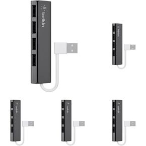 Belkin F4U042BT Ultra-Slim Travel Hub - 4-Port Ultra Slim,Black (Pack of 5)