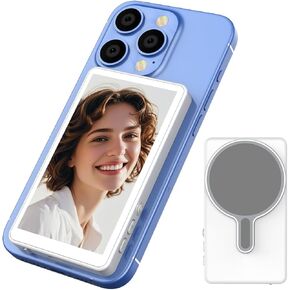 Magnetic Phone Vlog Selfie Monitor Screen, Using Rear Camera for Selfie Vlog Or Live Stream (Wireless Connection) - White
