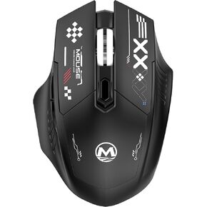 Wireless Dual-Mode Mouse,1600 DPI,6-Programmable Buttons,2.4 GHz USB Unifying Receiver,Portable Type-C Rechargeable Mouse for Office,Compatible with PC, Mac, Laptop, Chromebook (Black)