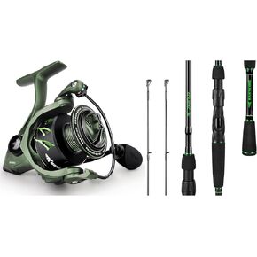 KastKing Spartacus II Spinning Reel,Size 5000,Stryker Green and KastKing Zephyr Dual Tip Fishing Rod, 7'4" M & MH Spinning Rod
