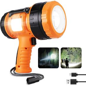 EverBrite Zoomable Rechargeable Spotlight with Foldable Stand, Handheld LED Spotlight Flashlight with 5 Modes, 600M Range, Spot Light for Hunting Boating Camping Hiking Outdoors Searching, 1200 Lumens