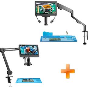 TOMLOV 3D Digital Microscope for Soldering: Magnetic Dual Lens Micro Scope TM3K-3D for Adult, Coin Microscope with Flex Arm+DM602 Flex