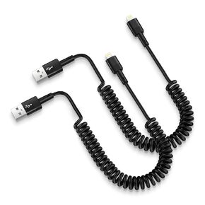 كابل Lightning Cable لفائف سريع متوافق مع iPhone 14 13 12 11 Pro Max XR XS X 8 7 6 Plus SE iPad ipod [Apple MFI Certified] ، 2Pack/3ft iPhone Charger Charger Charger Carplay Carplay