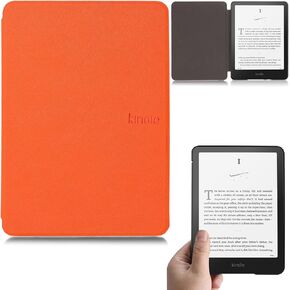 حالة من أجل Amazon Kindle Paperwhite 2024 الجديد ، جلد PU الممتاز مع حالة النوم/الاستيقاظ التلقائي لمدة 7 بوصات من الجيل الثاني عشر من Kindle Paperwhite و Kindle Paperwhite Signature Edition 2024 ، Orange