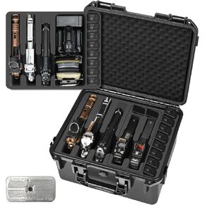 TSA Gun Case for Pistol & Handgun - يحمل 5 مسدسات +16 مجلات Guncase | سفر الهواء المعتمد من قذيفة الصدفة متعددة الأسلحة اليد | ملحقات صندوق تخزين الأسلحة النارية المقاومة للماء لبيريتا ، غلوك