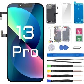 for iPhone 13 Pro Screen Replacement with Earpiece Flex Cable Proximity Sensor LCD Touch Display Digitizer Full Assembly with Front Glass Repair Tools Kits A2483 A2636 A2638 A2639 A2640