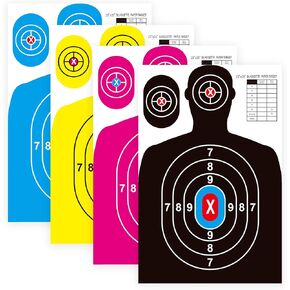 Paper Shooting Targets for Range Bulk 23"×35" Silhouette with Red Bullseye,Heavy Duty Shooting Targets Paper,Indoor and Outdoor Use,Suitable for Handguns,Rifles,BB Guns,Airsoft,Pellet Guns